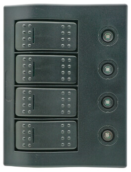 Bryterpanel med sikringer og LED lys - 4 brytere