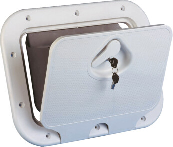 Hanskerom 375 x 275 mm, m/lås, hvit